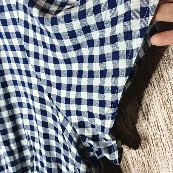 New Croft & Barrow prairie lightweight blue white gingham pullover v-neck 1X - Picture 7 of 10